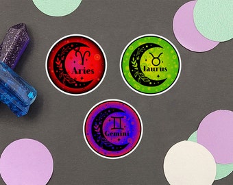 12 pc Zodiac Stickers | Astrology Stickers | Water Resistant Stickers