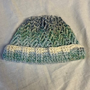 Various Blue & Cream Winter Hat for Adults and Children HANDMADE