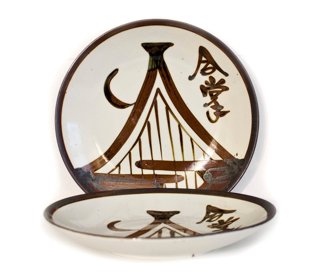 Pair of Studio Art Plates, Handmade Plates, Biege Brown Plates by