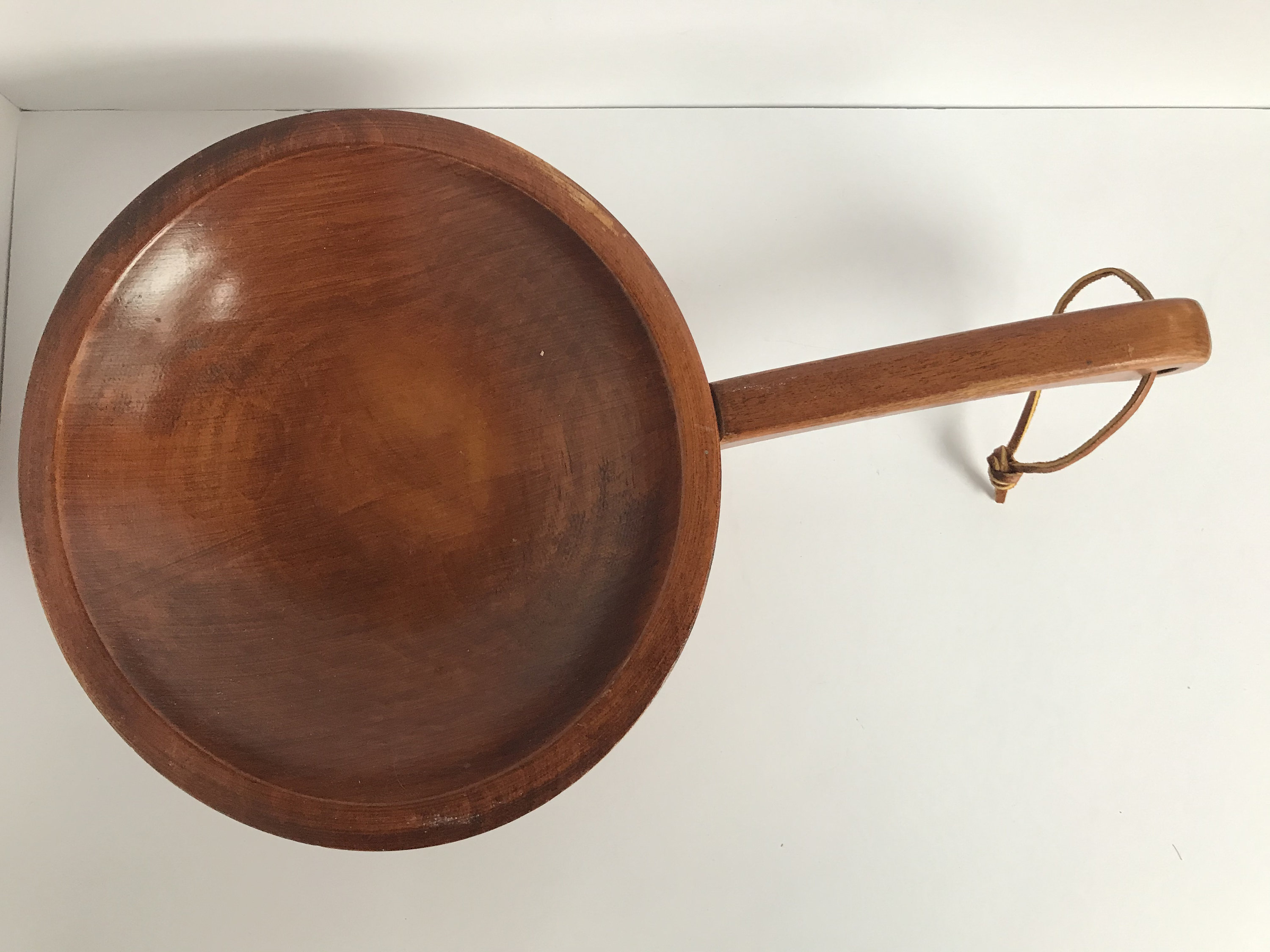 Vintage Munising Wood Footed Bowl With Handle by P