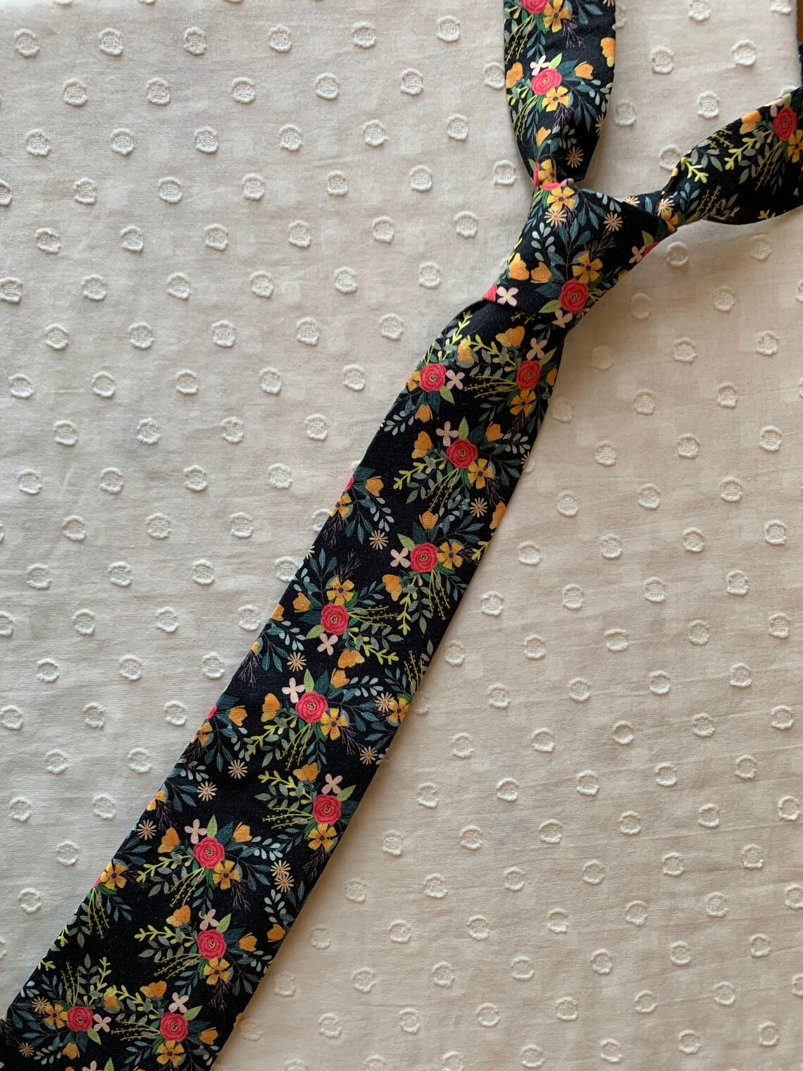 Black Floral Neck Tie Etsy