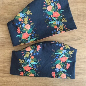 Rifle Paper Co. Floral and Navy Scrub Cap with Elastic Back