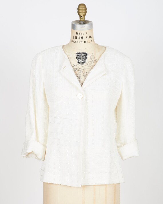 white sequin jacket