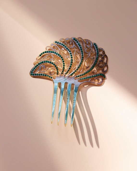 Emerald Green Rhinestone Comb
