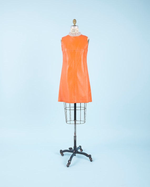 orange leather dress