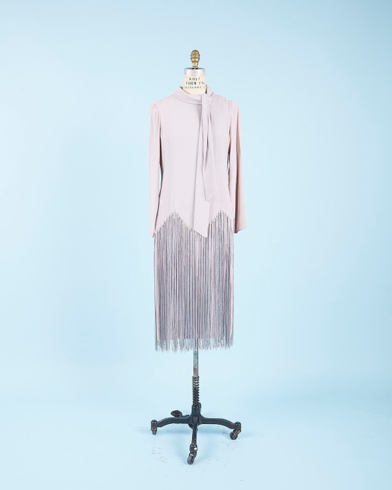 Lavender Fringe Dress pussy bow