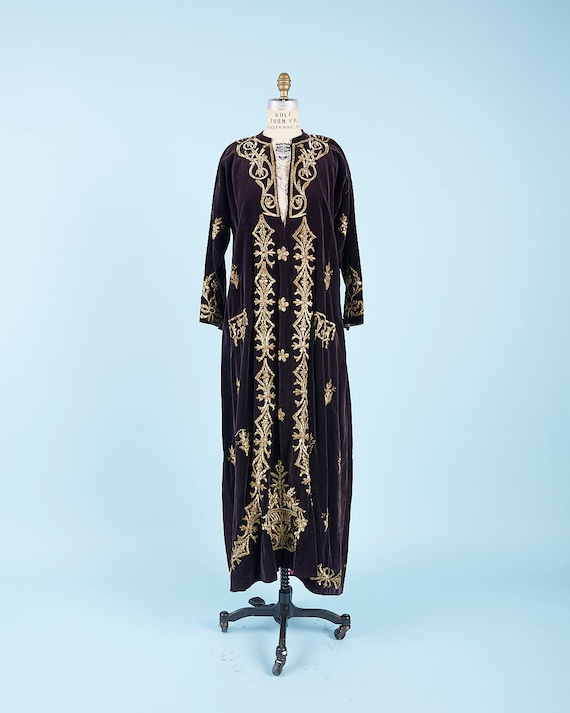 Black Velvet Robe Gold Tassels