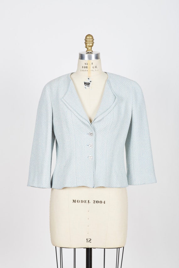 light blue tweed dress