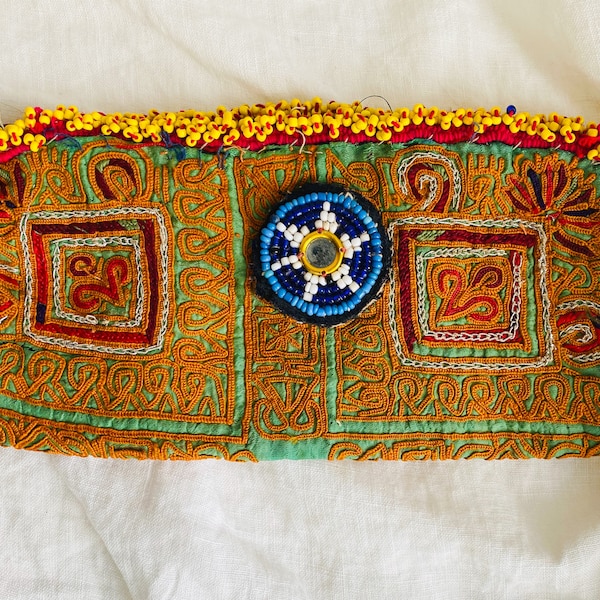 Large Vintage Kuchi Tribal Wallet / Clutch / Glasses Case. Beaded and Embroidered