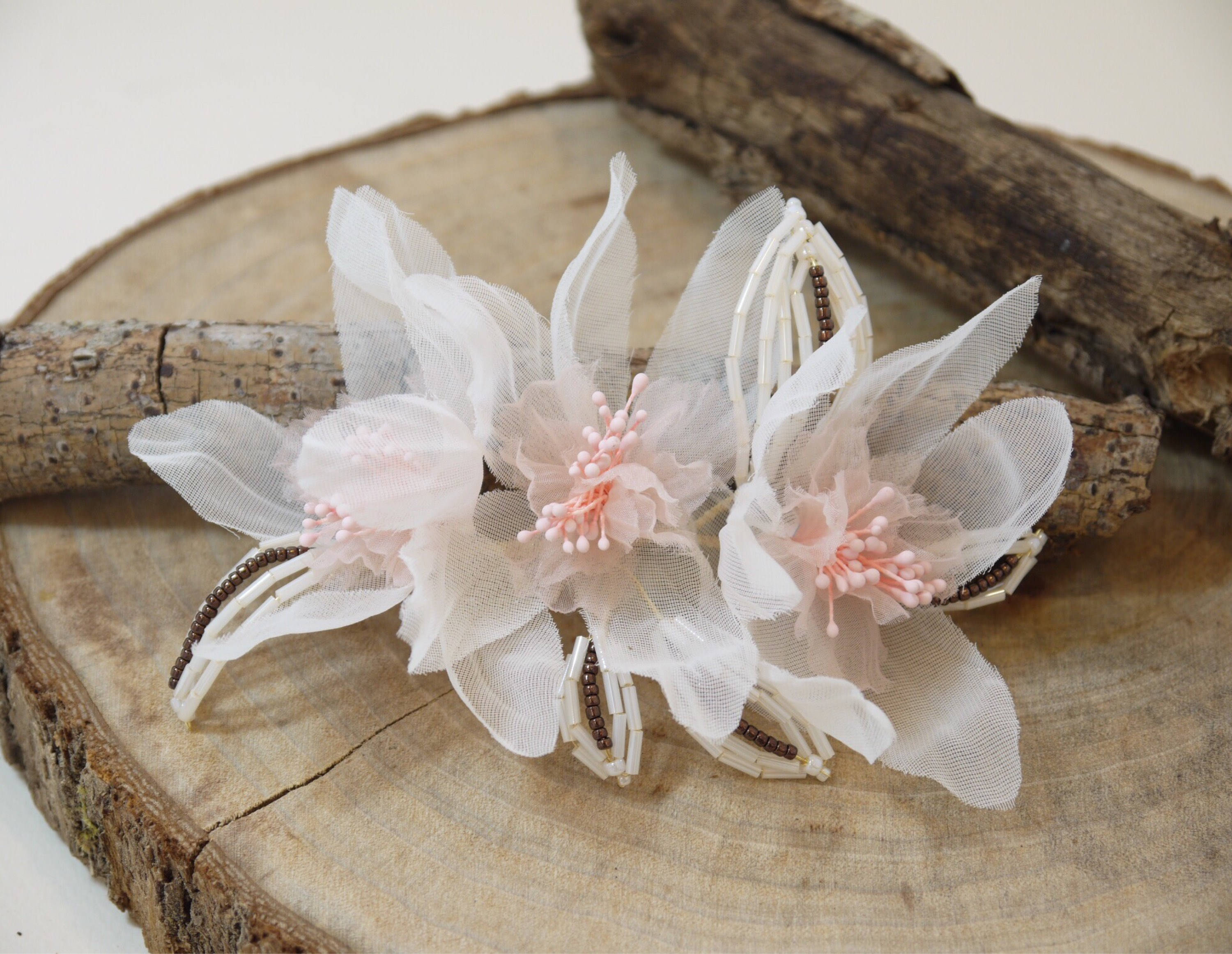 Elegant Pinky Silk Flower Hair Piece Pinky Silk Flower Hair Etsy Hong