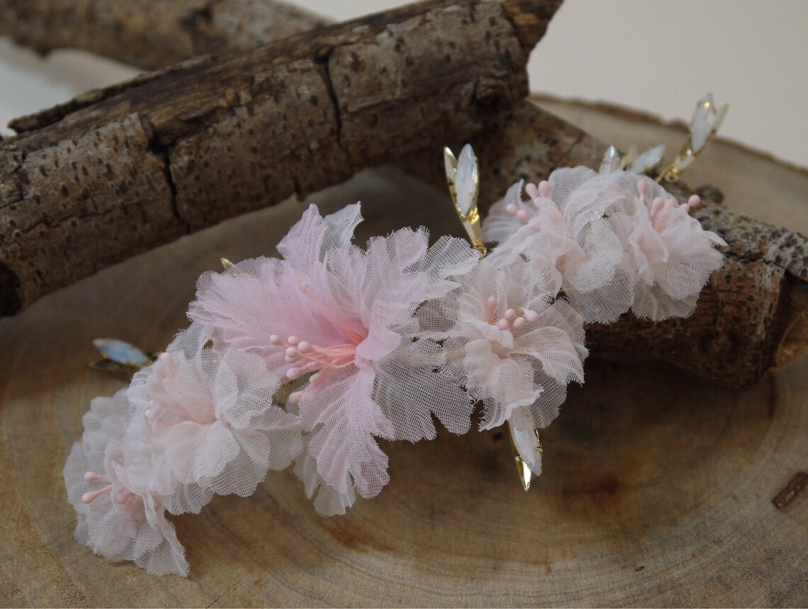 Elegant Pinky Silk Flower Hair Piece Pinky Silk Flower Hair Etsy