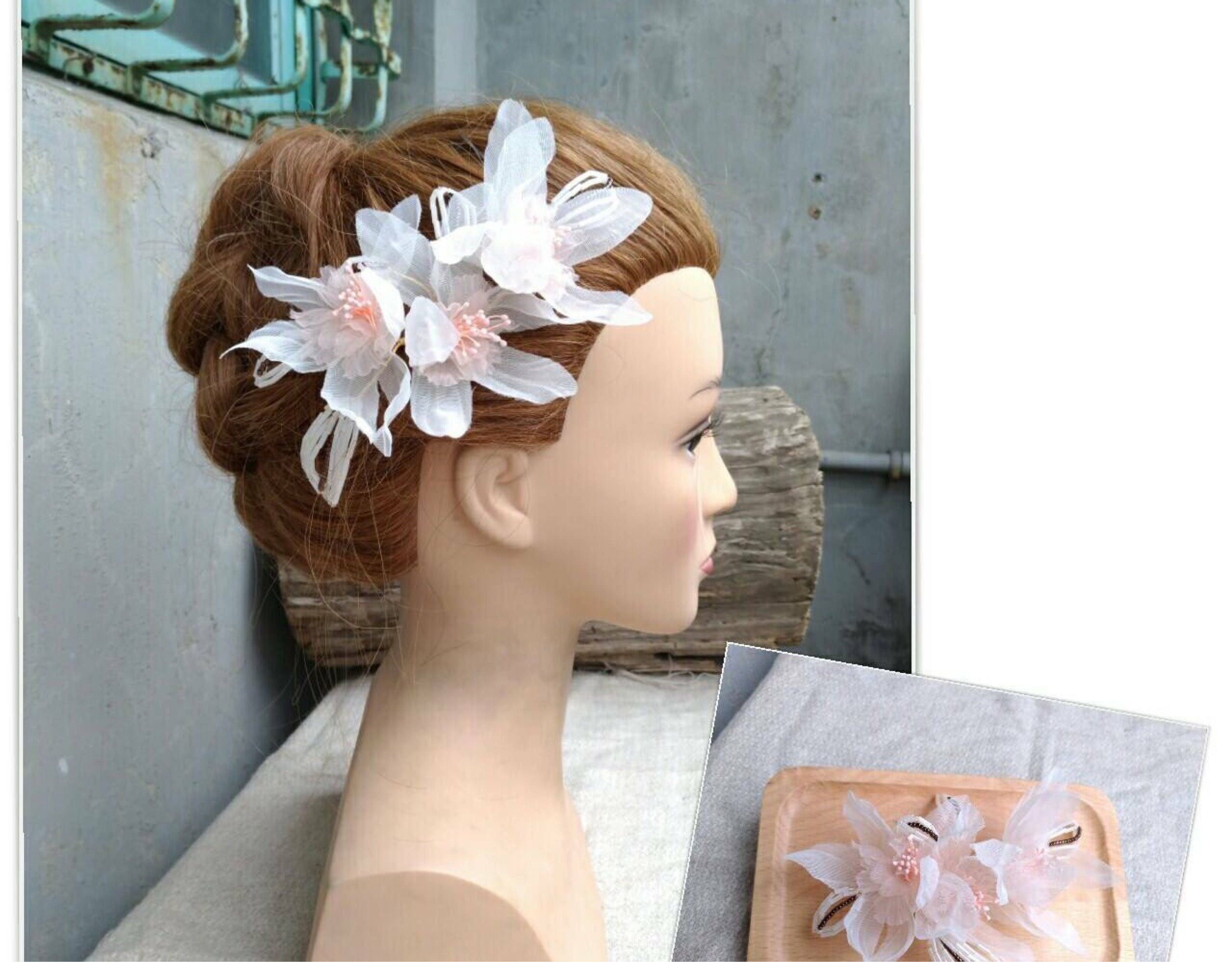 Elegant Pinky Silk Flower Hair Piece Pinky Silk Flower Hair Etsy Hong