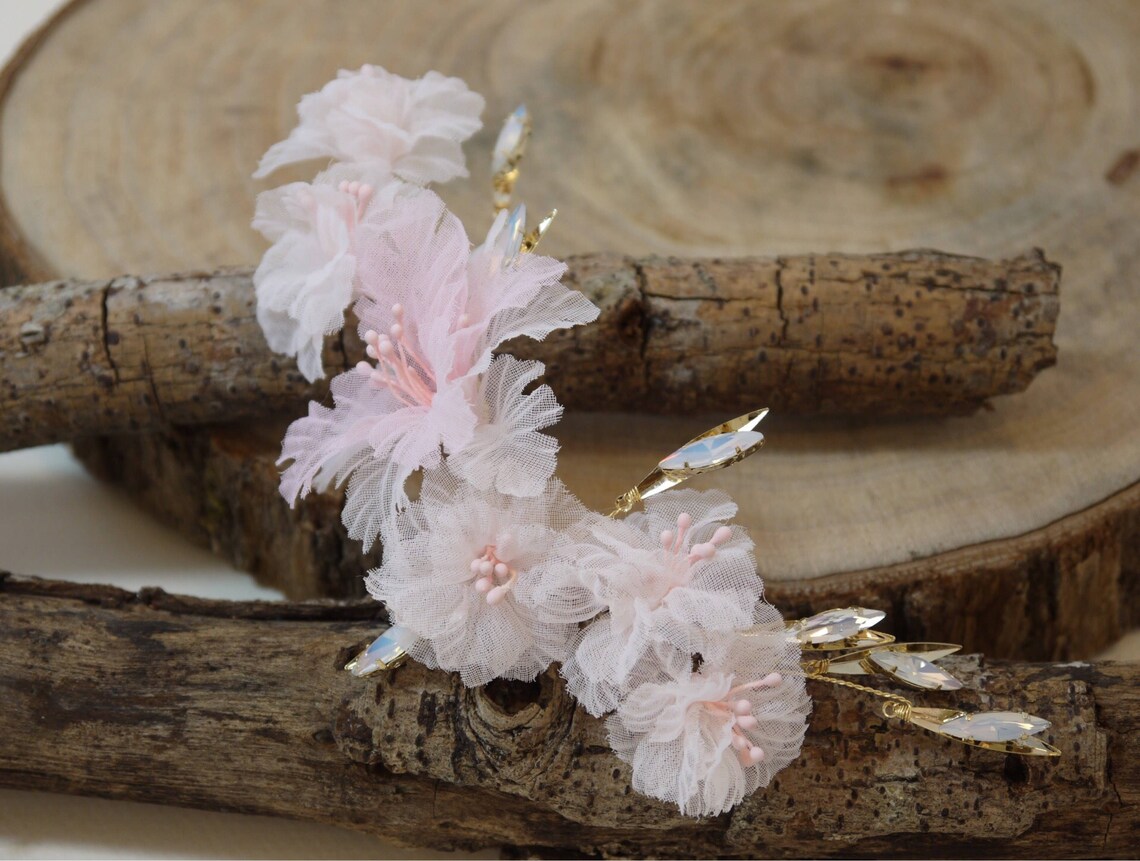 Elegant Pinky Silk Flower Hair Piece Pinky Silk Flower Hair Etsy