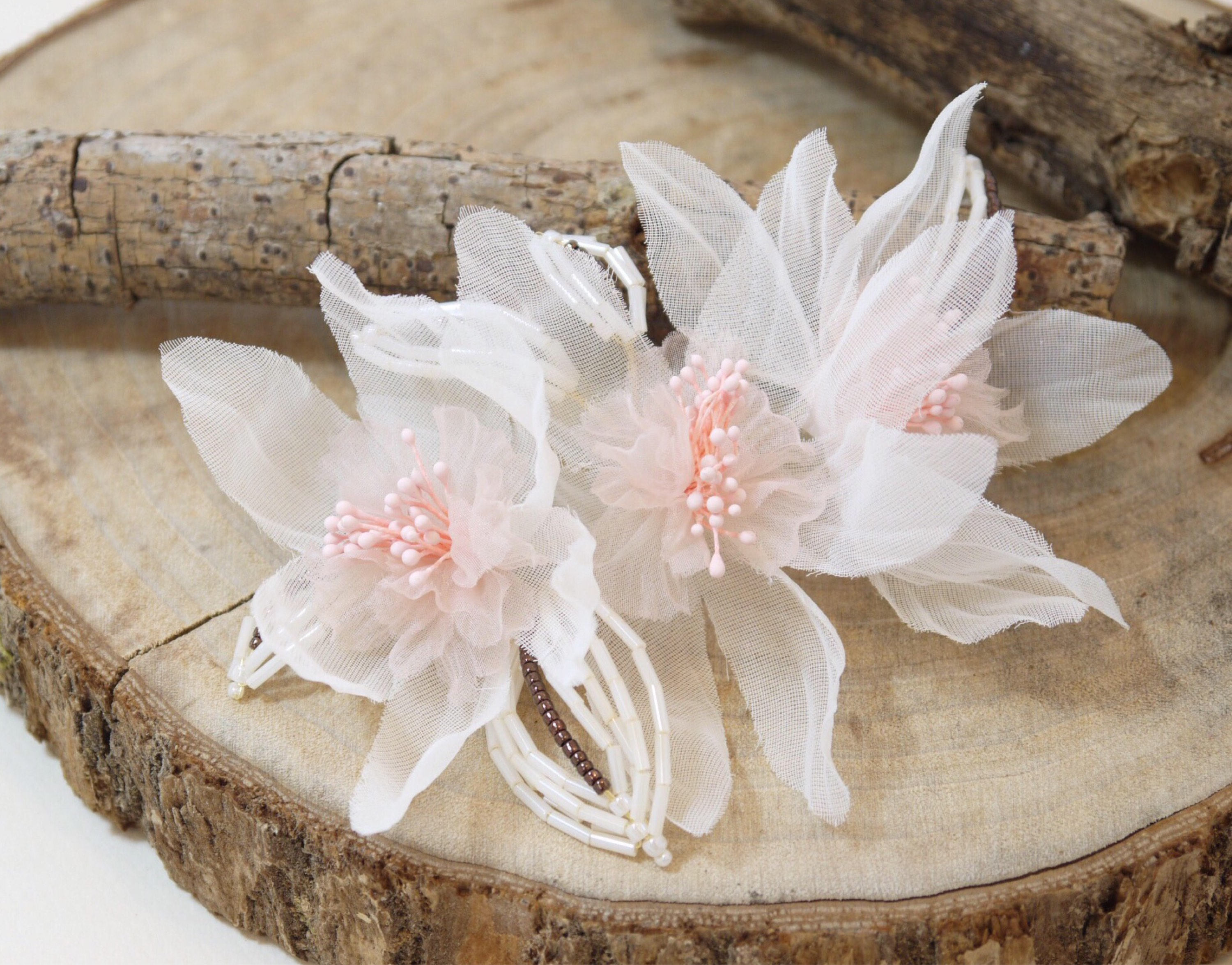 Elegant Pinky Silk Flower Hair Piece Pinky Silk Flower Hair Etsy Hong