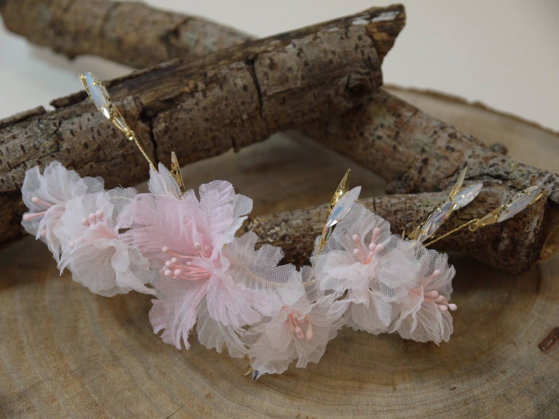 Elegant Pinky Silk Flower Hair Piece Pinky Silk Flower Hair Etsy