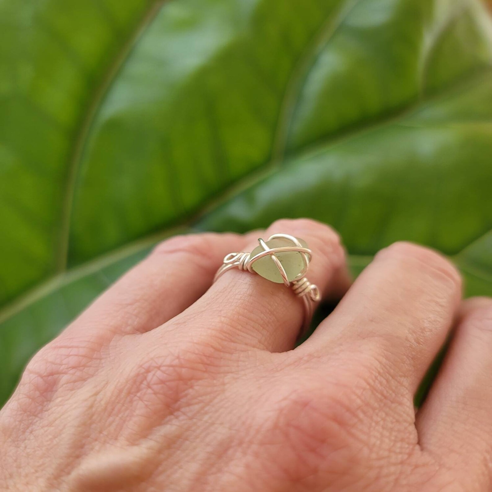 Sea Glass Wire Wrapped Ring / Genuine California Sea Glass Sea Etsy