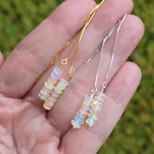 Ethiopian Opal Sterling Silver or Gold Threader Earrings