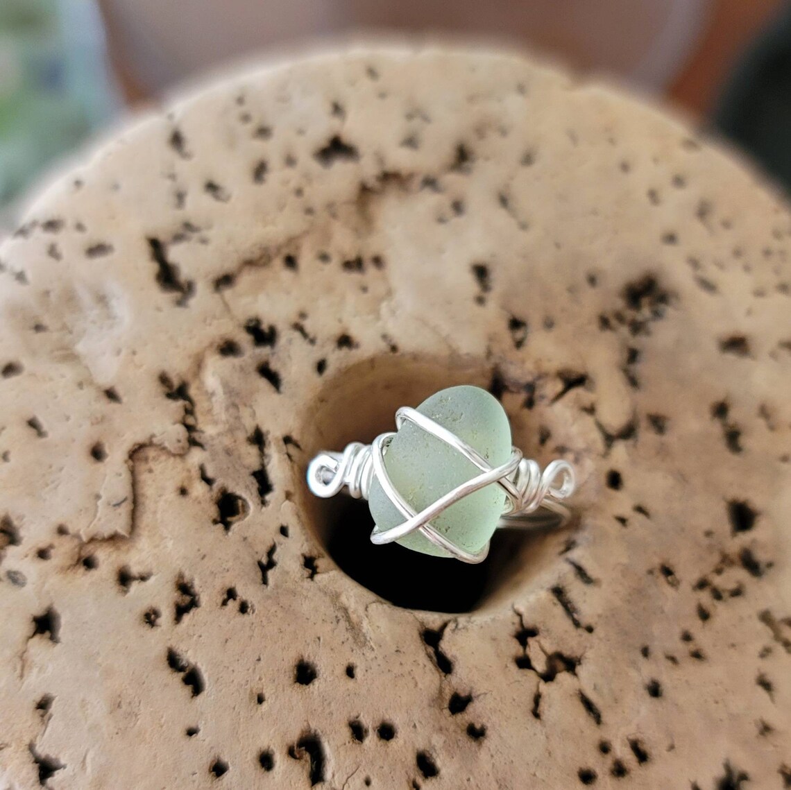 Sea Glass Wire Wrapped Ring / Genuine California Sea Glass Sea Etsy