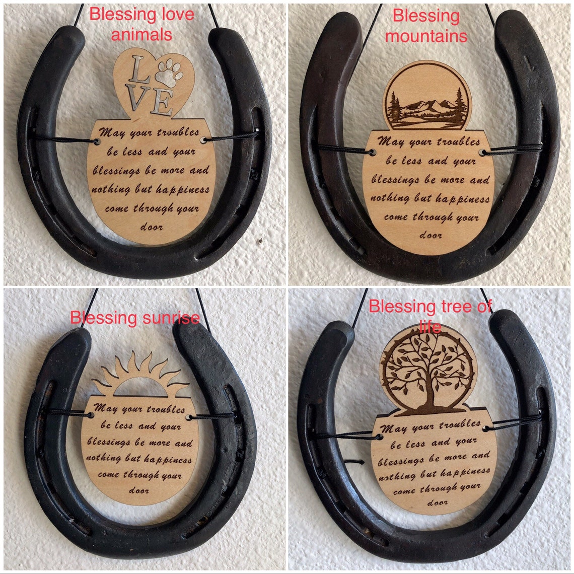 Lucky Horseshoes Blessing Wall Hanging Etsy