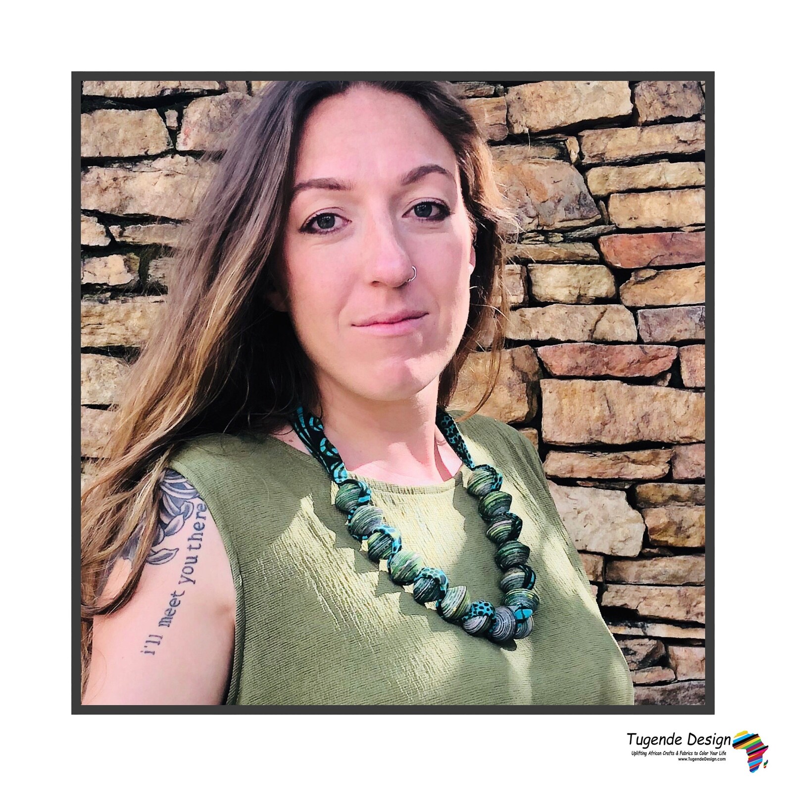 Sanyu Funky Handmade Necklace Chunky Paper Beads Ankara Fashion Fabric