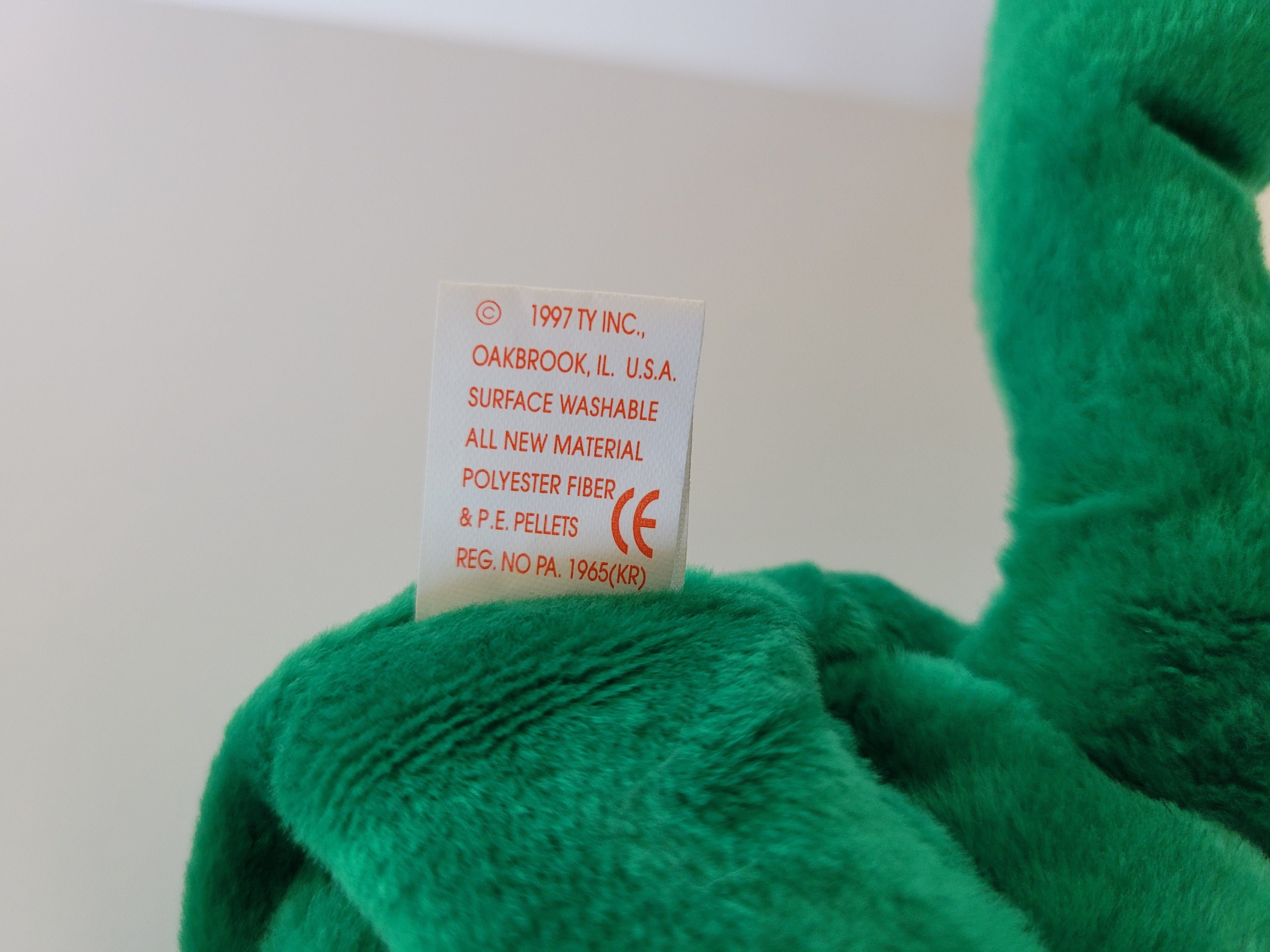 Erin the Bear Ty Beanie Baby, Green Bear Plush, 1997 Beanie Baby, Irish