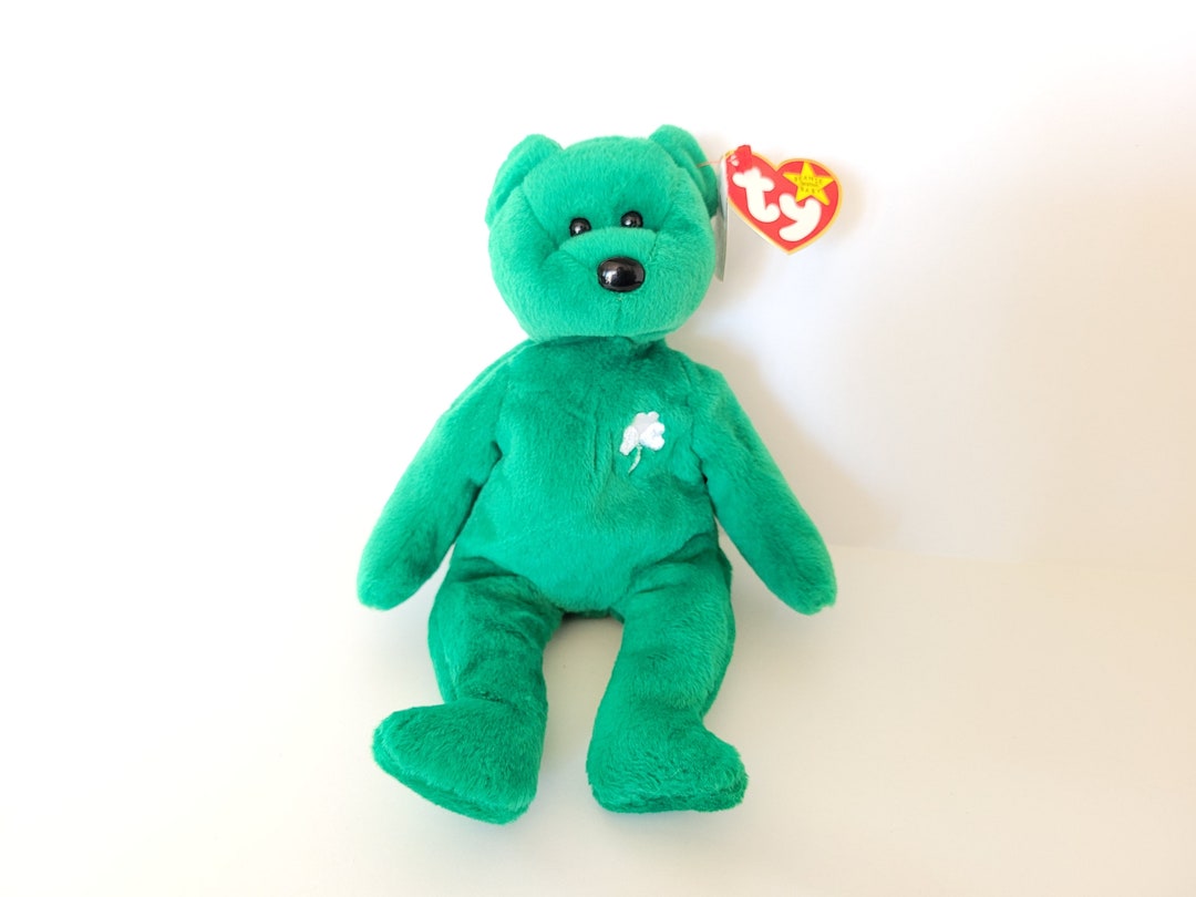 Erin the Bear Ty Beanie Baby, Green Bear Plush, 1997 Beanie Baby, Irish