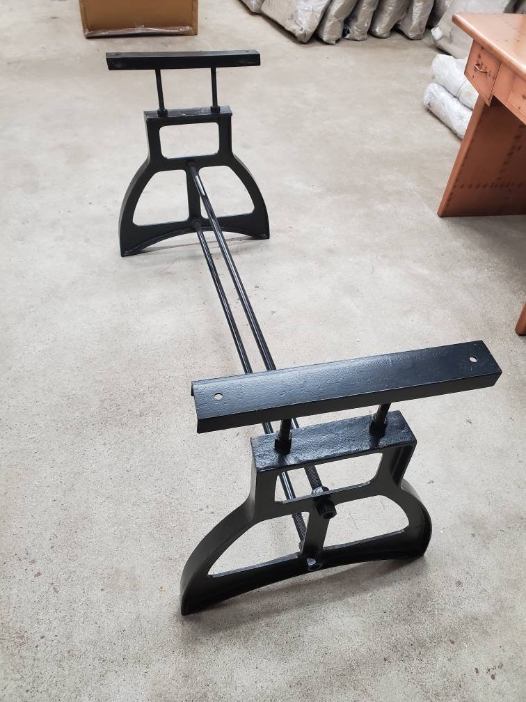 Adjustable Industrial Cast Iron Table Legs Vintage Machine Age