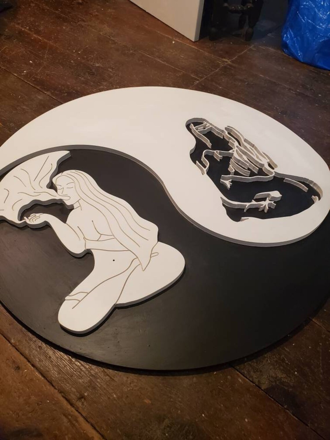 Huge YinYang Wall Sculpture Art Decor 4ft Diameter Etsy