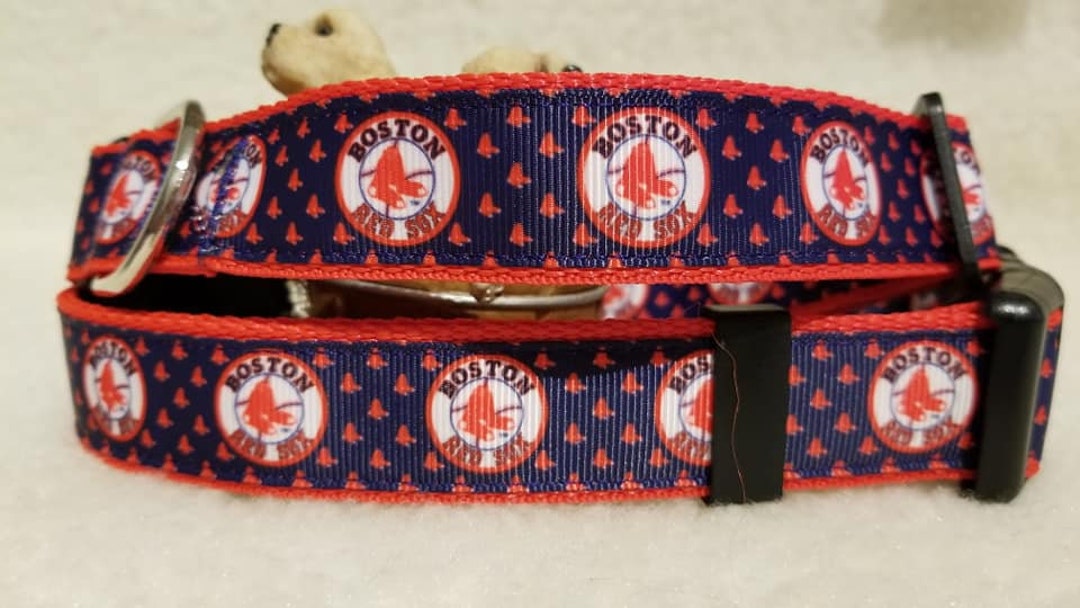 Red Sox Baseball Handmade Dog Collar 1 Inch Wide Large & 