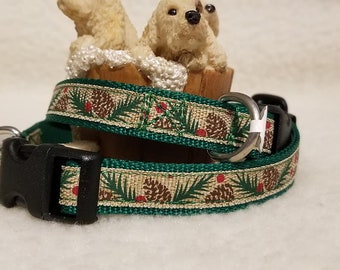 Christmas Handmade Dog Collar 5/8 Inch Wide Medium & Small