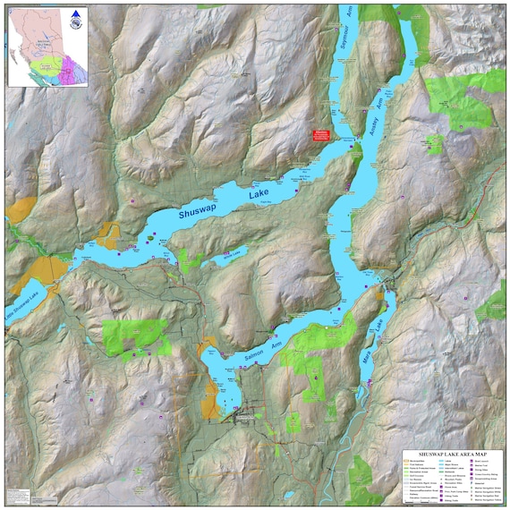 Licensed topographical Map of The Shuswap