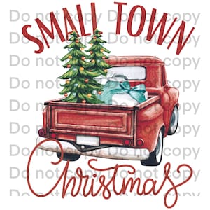 Watercolor Vintage Truck Small Town Christmas Tree Presents Merry Christmas PNG Digital Design Sublimation Download for T Shirt