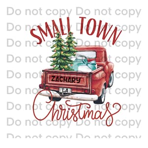 Zachary LA Watercolor Vintage Truck Small Town Christmas Tree Presents Merry Christmas PNG Digital Design Sublimation Download for T Shirt
