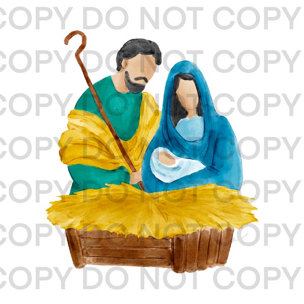 Vintage Watercolor Manger Baby Jesus Religion Christian Merry Christmas PNG Digital Design Sublimation Download for T Shirt