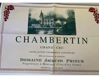 Chambertin Grand Cru Wine Label Domaine Jacques Prieur Canvas Product of France