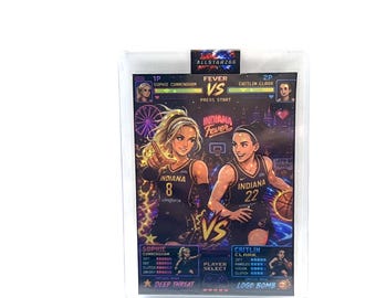 Caitlin Clark & Sophie Cunningham Video Game Star Refractor Custom Art Card
