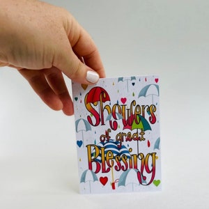 Showers of Blessing - umbrella - hearts - rain - love - wall decor - hymn - valentine - encouragement - bright