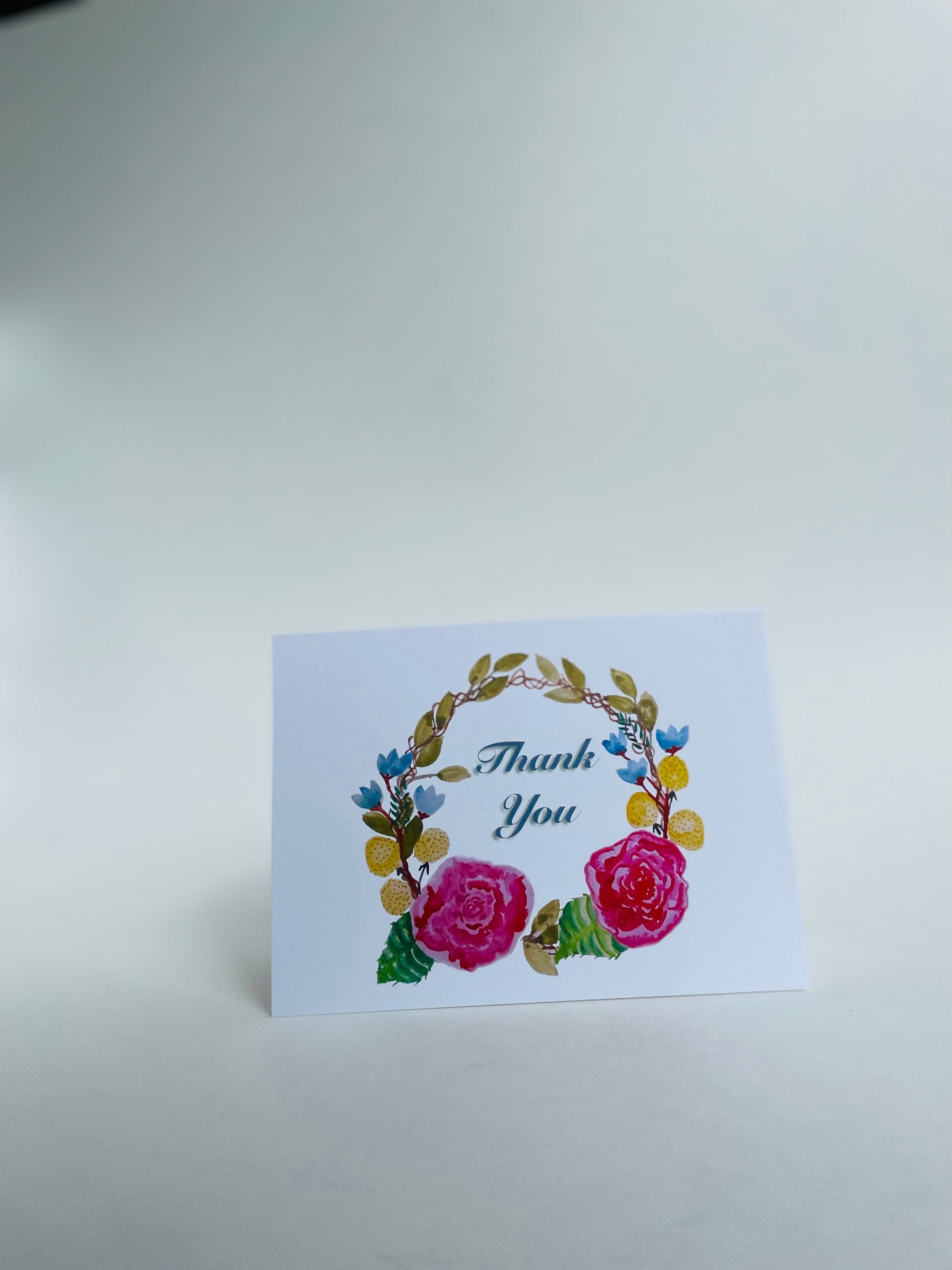 Thank You Card - Floral Wreath - Watercolor Painting - Hand Lettering ...