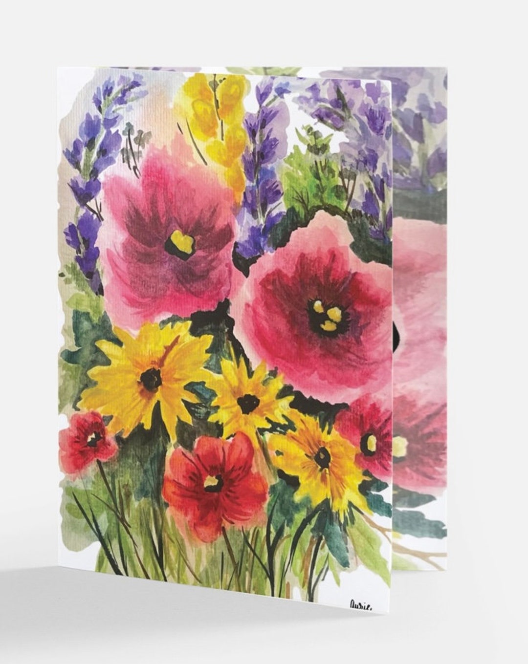 Mother's Day Floral Bouquet Greeting Card Watercolor Painting - Etsy