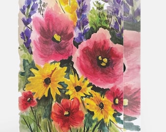 Mother's Day Floral Bouquet Greeting Card Watercolor Painting