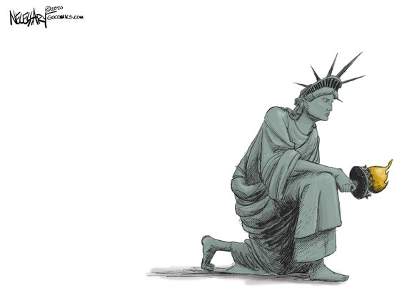 Liberty Takes A Knee Cartoon Art Print Etsy