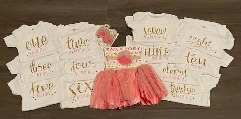 Sprinkle gift New Moms Onesie First Baby Girl Milestone Bodysuit Baby shower gift Princess onesie Baby onesie Monthly outfit