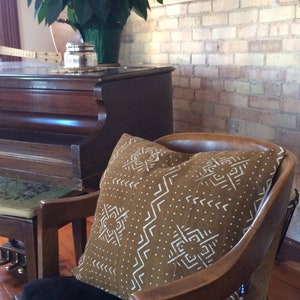Taupe Bogolan mud cloth pillow cover