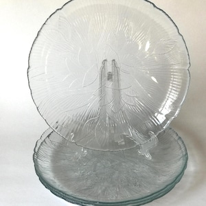 Arcoroc Canterbury Crocus 10&quot; Dinner Plate, Replacement Pattern Clear Glass Floral Plate, Vintage Dinnerware Tableware Set of 4