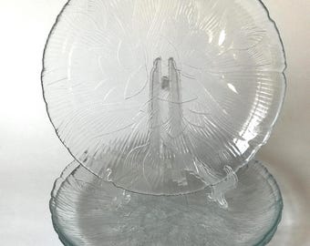 Arcoroc Canterbury Crocus Dinner Plates - Set of 4 Vintage Clear Glass Tableware