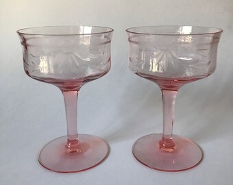 Tiffin-Franciscan 14188-2 Pink Tall Sherbet Champagne Glasses, Set of Two