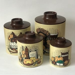 Vintage Ransburg Tin Canister Set: Country Farmhouse Kitchen Storage