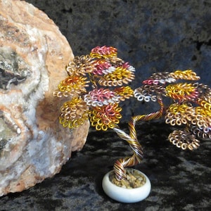Wire Bonsai Tree, (80), Multicolor Bonsai Tree, Bonsai Tree, Bonsai Sculpture, Wire Sculpture, Copper Bonsai, Table Art, Gold Bonsai