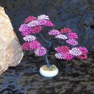 Wire Bonsai Tree, (12), Multicolor Bonsai Tree, Bonsai Tree, Bonsai Sculpture, Wire Sculpture, Copper, Table Art, Gift, Pink Bonsai Tree