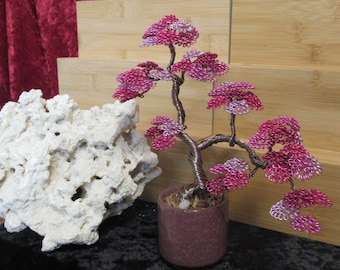 Wire Bonsai Tree, (16), Multicolor Bonsai Tree, Bonsai Tree, Bonsai Sculpture, Wire Sculpture, Copper Bonsai, Table Art, Gift, Pink Bonsai
